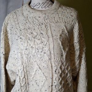 Aran Crafts Speckled Cream Knit Sweater